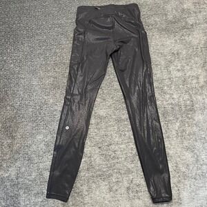 Lululemon Fast and Free Shiny Black Full Length Leggings Size 6